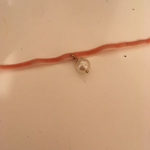 Pink Velvet Choker With Pearl